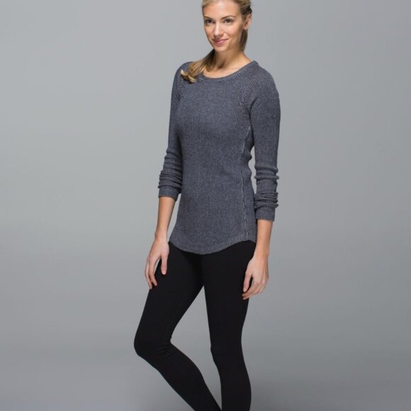 Lululemon Cabin Yogi Long Sleeve Inkwell / Heathered Medium Grey - Picture 3 of 8